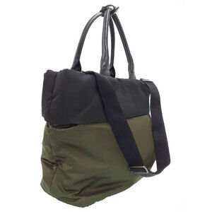 Prada bicolor green Reversible bag Tote black Shoulder Tessuto